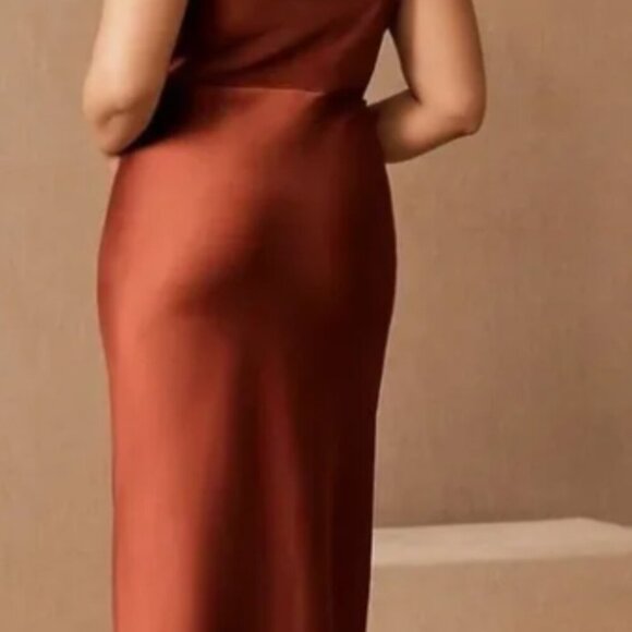BHLDN Freya Satin Charmeuse Dress | Anthropologie in Cinnamon - Picture 4 of 7